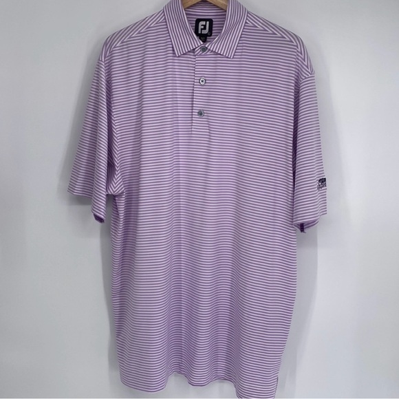 FootJoy Performance Polo Short Sleeve Large Purple White Striped Golf Shirt - Picture 3 of 12
